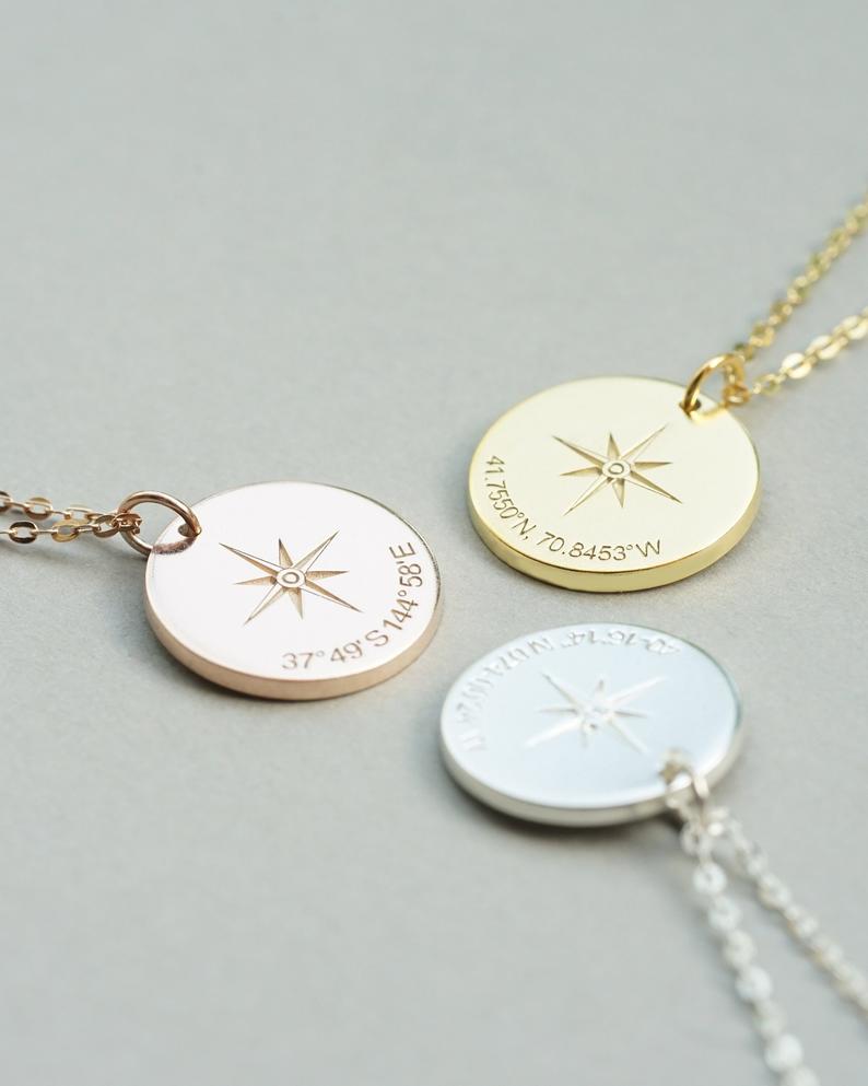 Personalized deals compass necklace