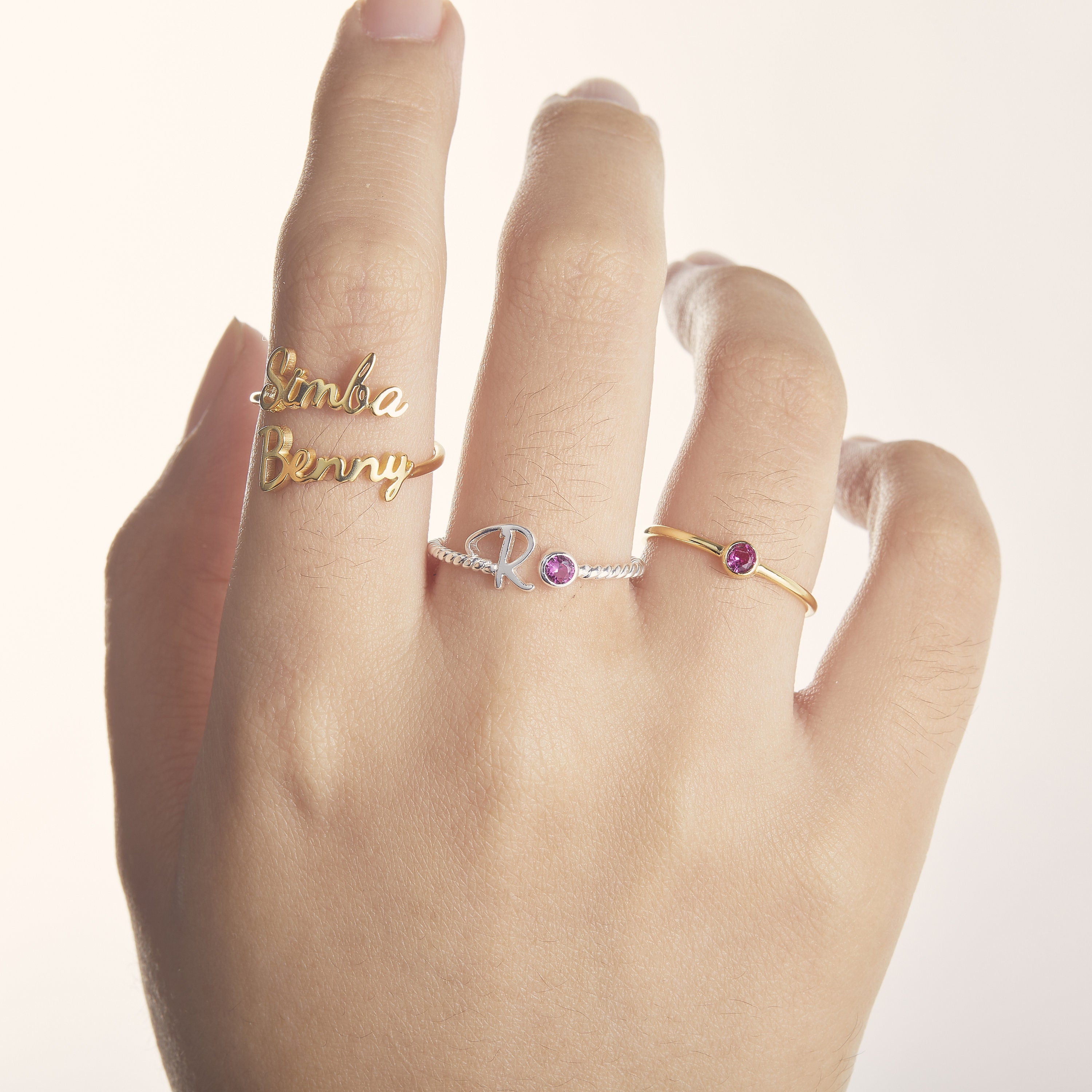 Stackable children's name on sale rings