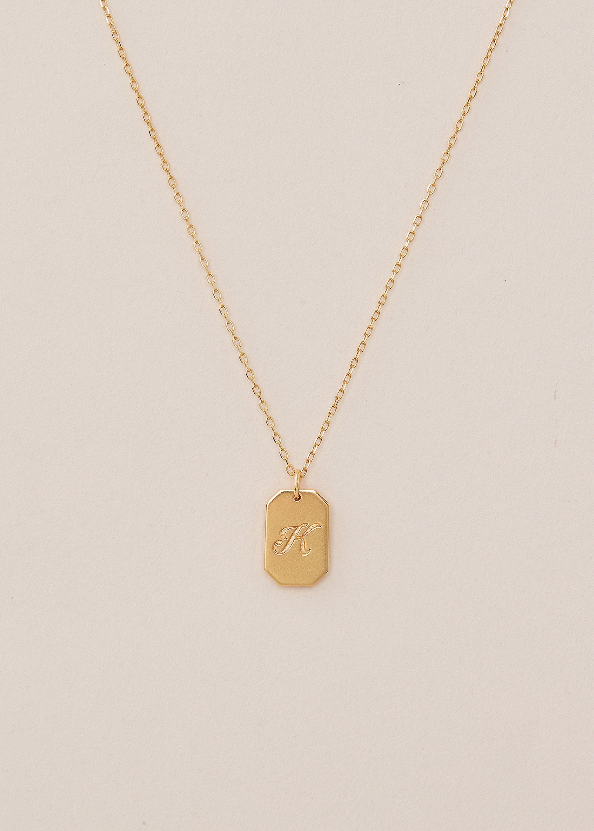 Mini Dog Tag Necklace in Silver or Gold 14K Yellow Gold / Charm Only